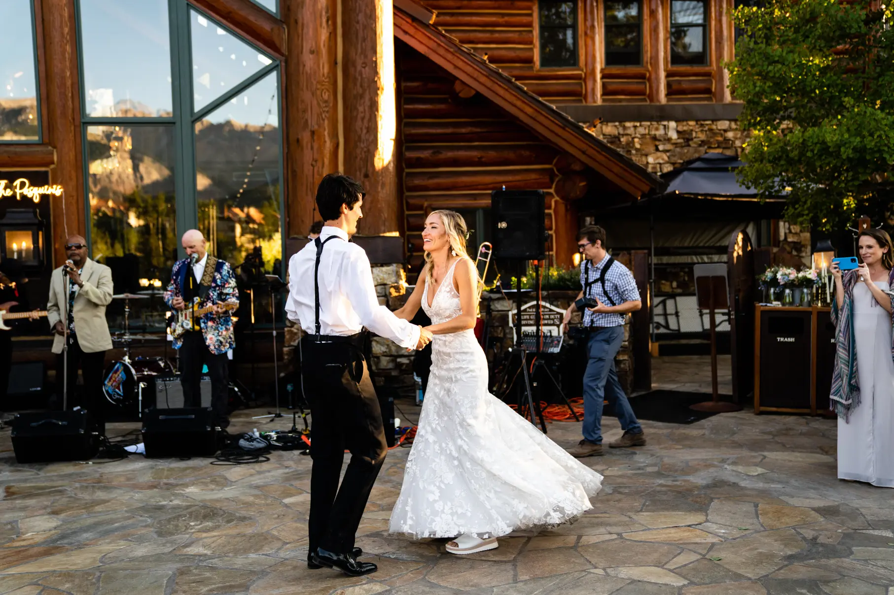 couple on the dance floor at mountain lodge telluride | all inclusive wedding venues in colorado